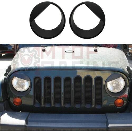 ABS Black Front Headlight Trim Cover Ring For Jeep Wrangler JK 2007 2008 2009 2010 2011 2012 2013 2014 2015 2016 2017