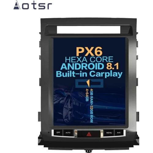 Aotsr Tesla 12.1" Vertical screen Android 8.1 Car DVD Multimedia player GPS Navigation For TOYOTA LAND CRUISER LC200 2008-2015