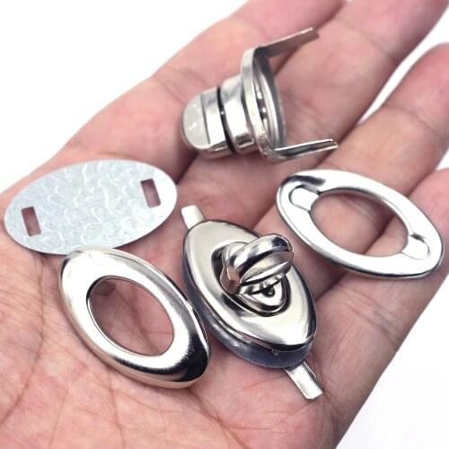 Free Shipping-10 Sets Silver Tone Handbag Bag Accessories Purse Twist Turn Lock 35x33mm J1809