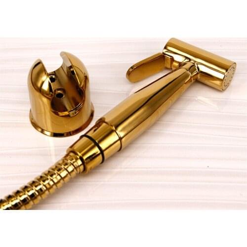 Free ship Gold PVD brass Sprayer hand held toilet bidet sprayer shattaf spray with hose bracket