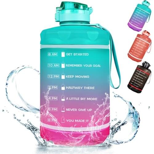ZOMAKE wide mouth (128OZ)Motivational Water Bottle with Time Marker Large Water Jug for Fitness, Gym and Outdoor Sport