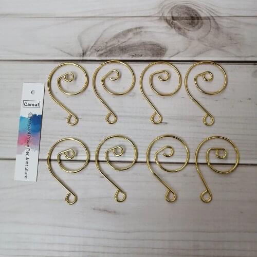 Camal 30pcs 45mm Swirl Shaped Gold Metal Hook Hanger Connector for Crystal Prisms Chandelier Christmas Tree Ornament