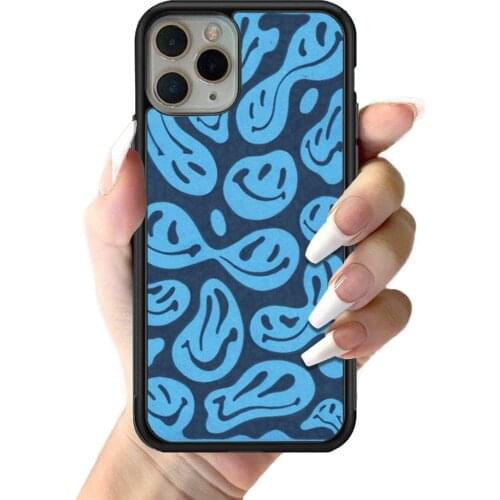 Blue trippy smiley face Phone Case for iPhone 12 mini 11 pro XS Max X XR 6 7 8 plus SE20 High quality TPU silicon cover