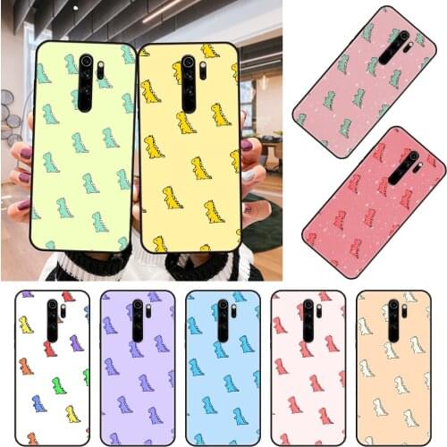 Phone Case For Xiaomi Redmi Note 8 8T 7 7A 9 9A 9S 8A 4 5 6 Pro Black Cover Bumper Tpu Shell Silicone Etui Fashion Dinosaur