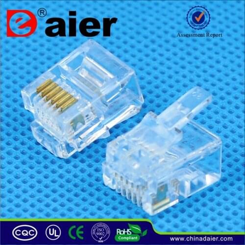 Daier Telephone Plug RJ11 Modular Jack 6P6C Crystal Plug