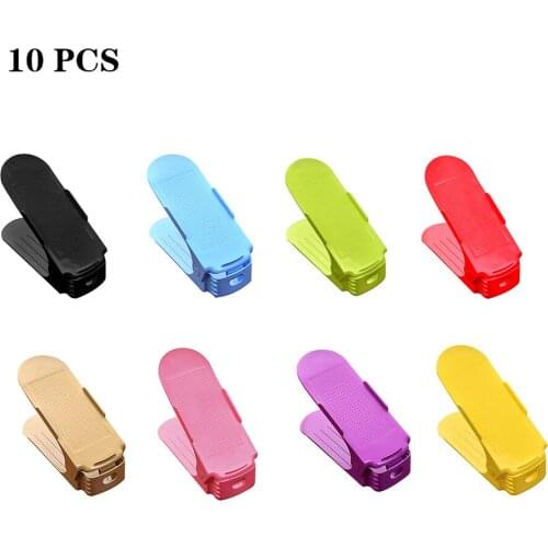 Home Double Layer Shoes Storage Rack Shoe Shelf Holder Organizer Amazing Space-Saving 10pcs(The colors are delivered at random)
