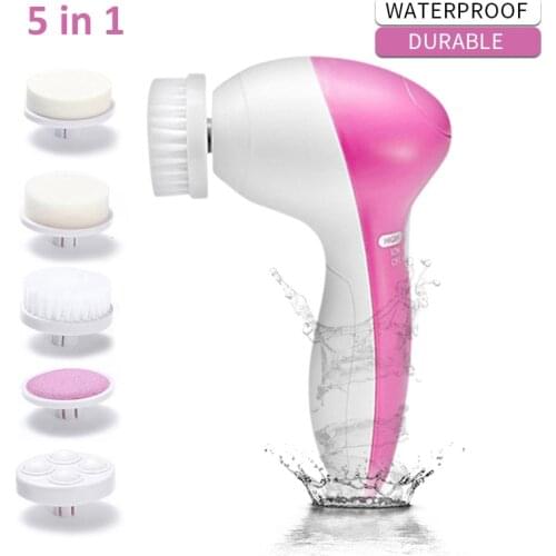 5 in 1 Electric Facial Cleanser Wash Face Cleaning Machine Skin Pore Cleaner Body Cleansing Massage Mini Beauty Massager Brush