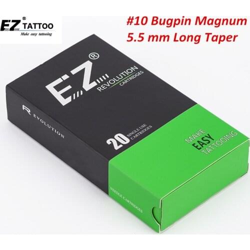 EZ Revolution Cartridge Needles Magnum Tattoo Needles #10 Bugpin compatible with Cartridge Tattoo Machine Grips 20 pcs/Box