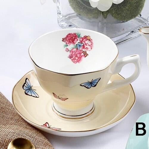 Nordic Style Bone China Coffee Cup Saucer Spoon Set 200ml British Cafe Porcelain Tea Cup Advanced Ceramic Teacup