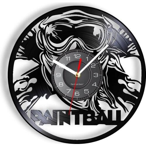 Paintball Laser Cut Longplay Wall Clock Paintballing Vintage Design Illuminated Wall Watch Superb Gift For Boys Vinyl Art Decor
