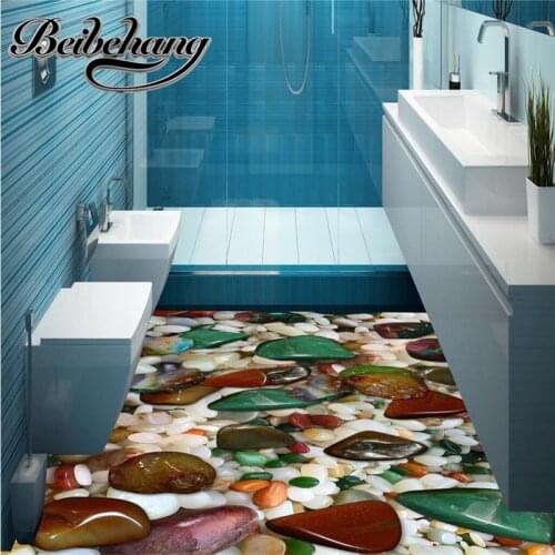 Beibehang Custom large-scale painting kitchen balcony thick self-adhesive floor painting colored stones 3D three-dimensiona
