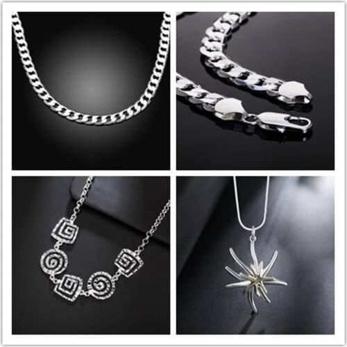 Wholesale ,Charm silver color necklace jewelry crystal Men women fashion Wedding pendant necklace jewelry free shipping N020