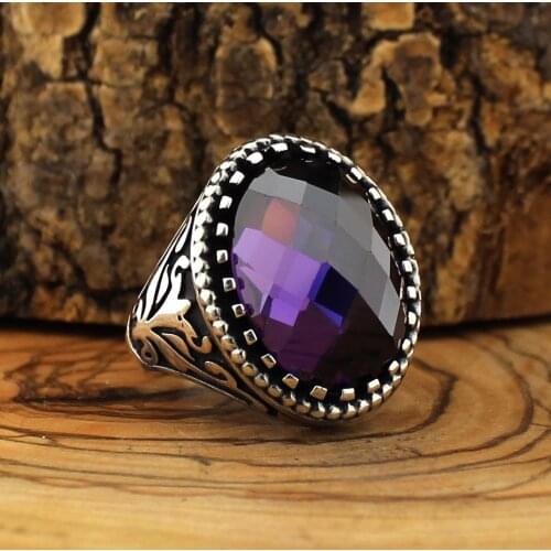 925 Sterling Silver Natural Stone Ring For Men Zircon Onyx Aqeq Stones Jewelry Fashion Vintage Gift Accessory All Size
