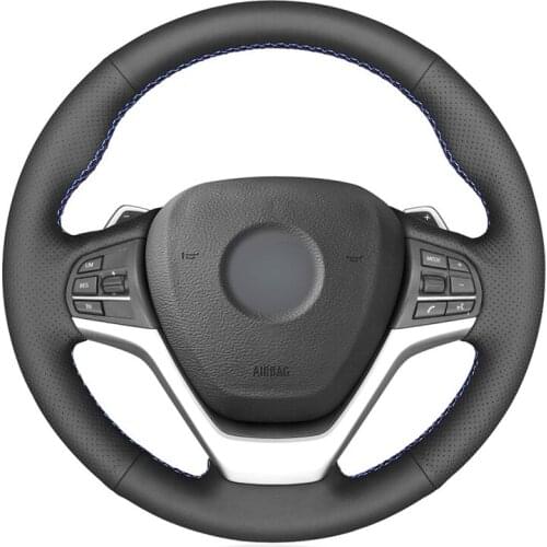 Hand-stitched Black Artificial Leather Car Steering Wheel Cover for BMW X5 F15 2013 2014-2018 X6 F16 2015 2016 2017 2018 2019
