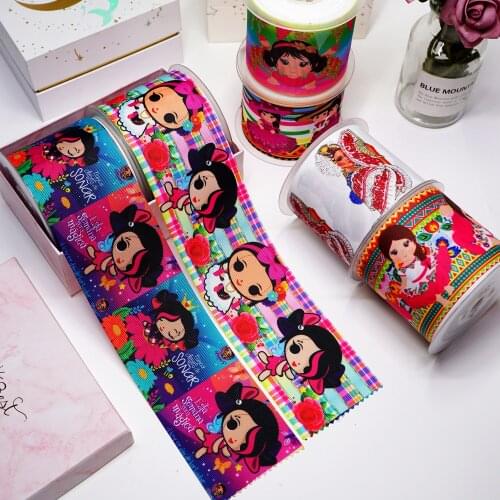 DIY Cartoon Mexican Style Printed Grosgrain Ribbon For Craft Supplies Sewing Accessories 5 Yards. 21120