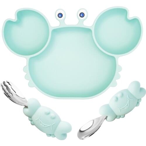 Qshare Silicone Suction Plate for Toddlers Self Feeding Training Divided Plate Dish and Bowl,Fits for Most Highchairs Trays