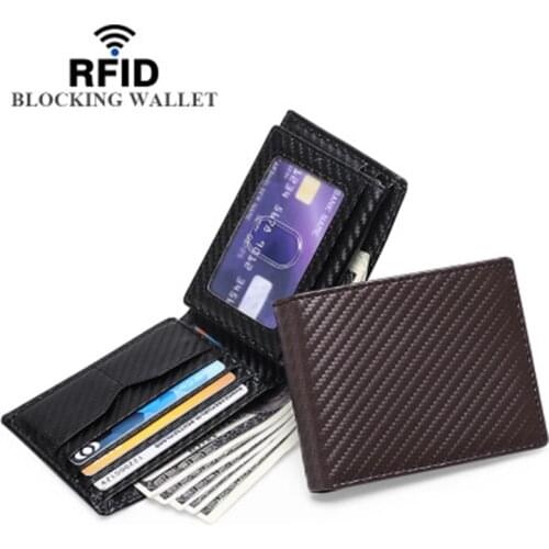 Trifold Carbon Fiber Business Mens Wallet Slim Short Men Wallet Credit Card Holders Coin Purses Cards Wallet
