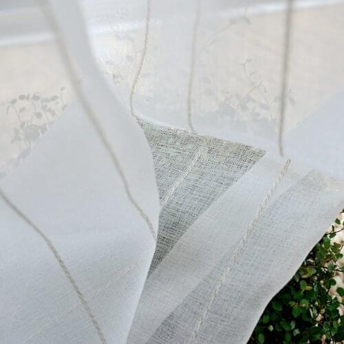 Modern white stripe cotton linen curtain yarn Japanese living room curtain bedroom study curtain yarn vertical stripe curtain