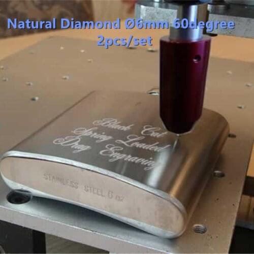 Talentool Free Shipping 2pcs/set Natural Metal Engraver Bit with 60 degree Dia 6mm For Metal Glass Stone