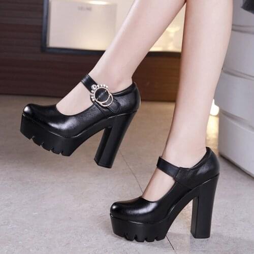 2018 super high hate sky high round head thick platform waterproof platform model cheongsam single shoes thick with large size