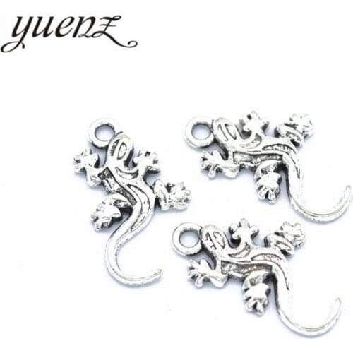 YuenZ 20 pcs Lizard Charms Antique Silver color Metal Charm Pendant For Bracelets Necklace Jewelry Making 22*12mm D9254