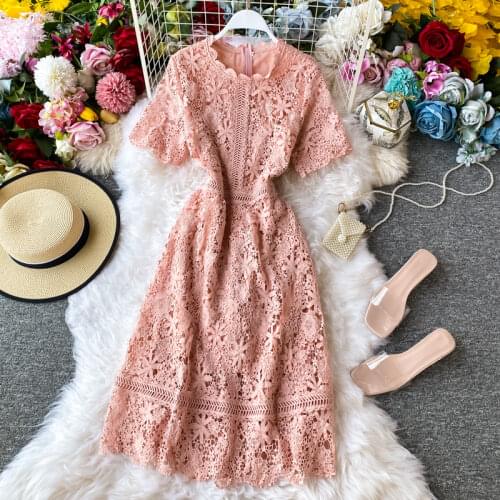 Gagarich Elegant Lace Women Dress Korean Style 2020 Summer New Midi Dresses Robe Chic Sweet Short-Sleeved Vestido Fashion