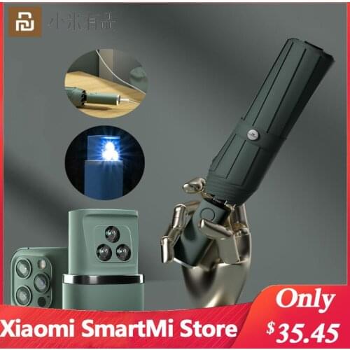 Youpin Zuodu Umbrella Windproof Automatic Folding Umbrella Rain iPhone Three-camera Light Umbrella Handle Charge Women Parasol
