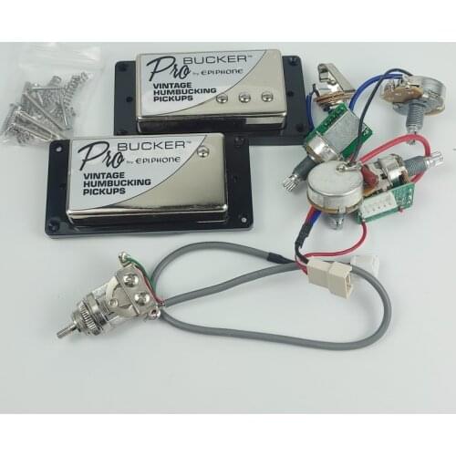 1 Set Chrome LP Pro Pickup N and B Electric Guitar Humbucker with Wiring Harness For EPI Silver Cover