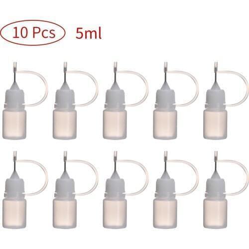 10Pcs 5/10ml Organizer Pots Mini Glue Bottles Plastic Needle Tip Empty Dropper Container Leakproof Gluing Storage Jars with Lids