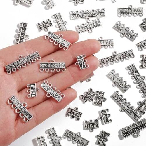 10pcs Antique Tibetan Silver Color Charms Bracelet Connecter Buckle Pendants For DIY Earrings Necklace Jewelry Making Handmade