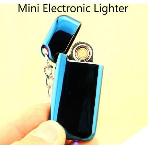 2PCS/LOT Mini Pendant Key Chain Windproof USB Charging Cigarette Lighter