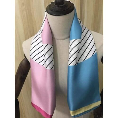 2021 new arrival fashion brand classic pink 100% silk scarf 90*90 cm square shawl twill wrap for women lady free shipping