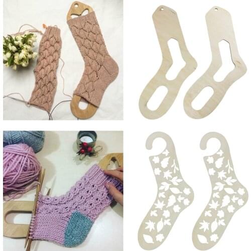 2x Wooden Sock Blocker Stocking Display Handmade Knitting Mold Beginners