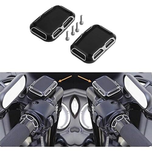 2x Front Left Right Motorcycle Brake Reservoir Cylinder Cover for Harley FLH FLHX FLHX 2008-2017 Street VRSCAW V-Spindle Muscle