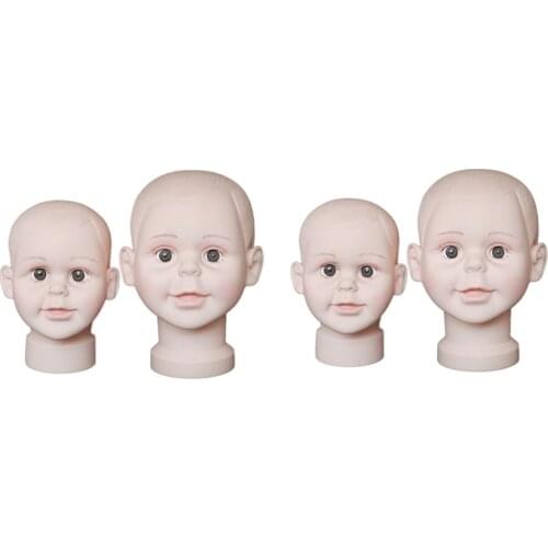 4packs PVC Child Kids Baby Boys Girls Hat Wig Toupee Jewelry Display Makeup Hairdressing Training Mannequin Head