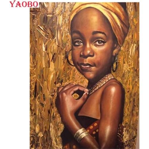 Diy 5d diamond painting African Little Girl diamond embroidery pattern full square/round drill mosaic picture of rhinestones