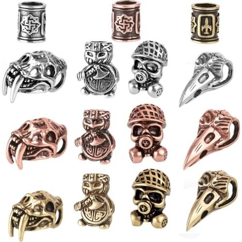 Paracord Beads for Jewelry Making Vintage Spacer Beads for Needlework Diy Bracelet Charm Accessories Copper Skull Bead Wholesale