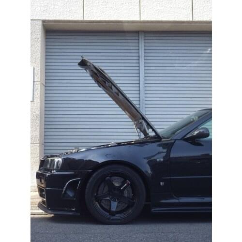 For Nissan Skyline GT-R BNR34 with NISMO Fender and Bonnet 99-02 Front Hood Bonnet Modify Gas Struts Spring Damper Lift Support