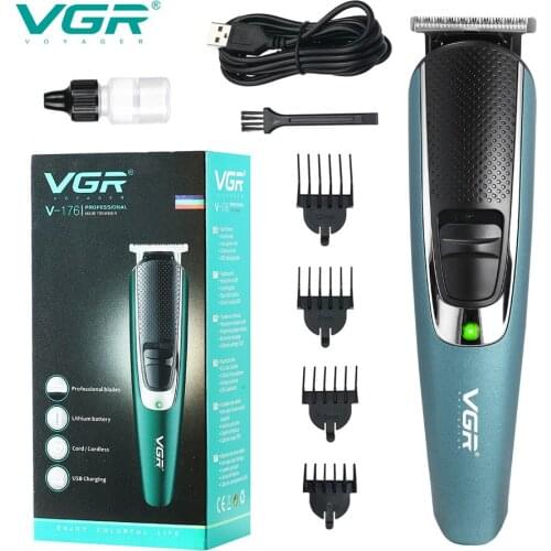 VGR Electric Hair Clipper USB Recharge Stainless Steel Cutter Head Low Noise Barber Hair Trimmers Hair carving clipper haircut