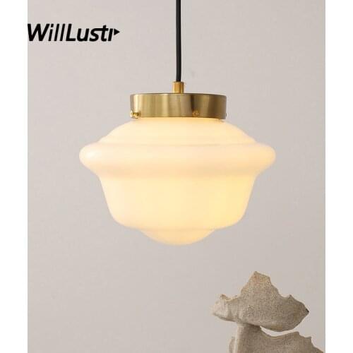 Creative Clear White Glass Pendant Lamp Metal Hanging Light Hotel Restaurant Living Dinning Bedroom Retro Suspension Lighting