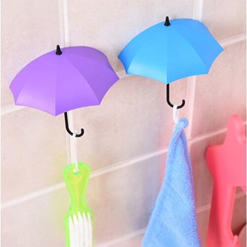 3pcs/set Umbrella Hook Self Adhesive Hook Wall Door Clothing Hanger Keys Sundry Hanging Hooks Bathroom Kitchen Sticky Holder