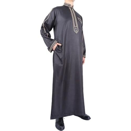 Islam Mens Clothing Abaya Men Muslim Fashion Long Dress High Quality Embroidery Solemn Clothes Qamis Man Pakistan Abaya Mlae