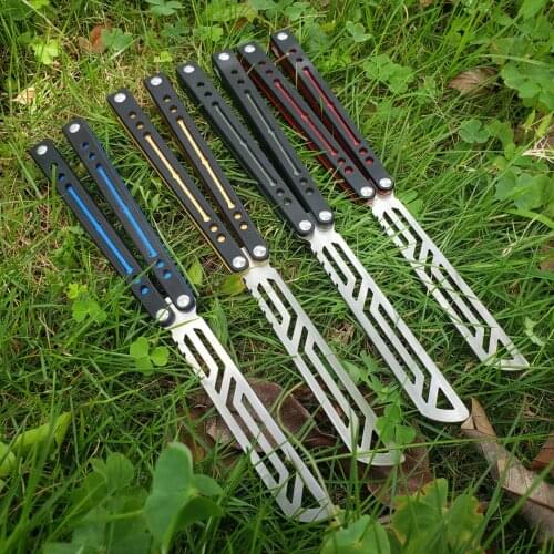 Nautilus Butterfly in Knife trainer knife Black Channel aluminum+G10 Handle 440 blade Bushing system tactical folding Edc knife