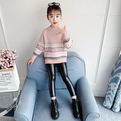 New Girls Sweater Babys Coat Outwear 2021 Elegant Thicken Warm Warm Winter Autumn Knitting Pullover Childrens Clothing