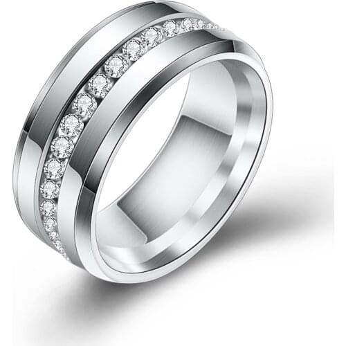 Titanium Stainless Steel Wedding Rings For Women Fashion CZ Jewelry Good Quality