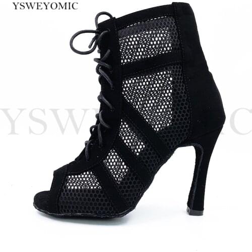 2021 Salsa Argentine Tango Dance Shoes High Quality Suede Leather Sole Dance Booties Bachata Latin Dance Shoes For Women YSW-011