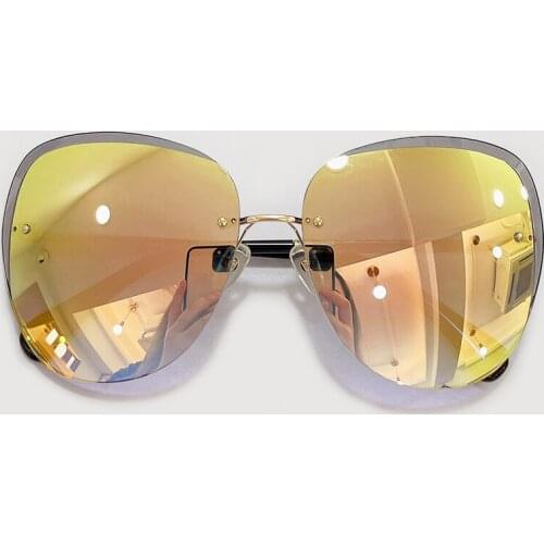 Retro Irregular Sunglasses Women Brand Designer Luxury Oversized Rimless Round Sun Glasses UV400 Eyewear