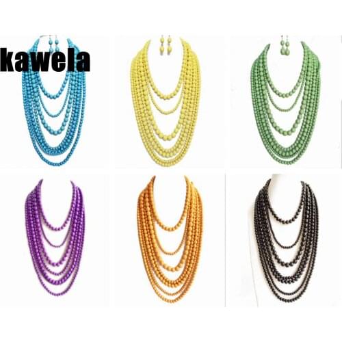 New Statement Seven Layers Beaded Multi Strands Necklace Chunky Collar Jewelry For Women