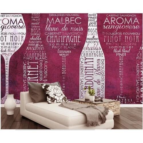 Custom photo mural 3d wallpaper English alphabet wine bottle wine glass living room home decor wallpaper for walls 3 d