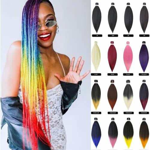 Pre Stretched Braiding Hair Extensions Easy Crochet Braid Hair Bundle Yaki Straight Ombre Soku Synthetic Box Afro Braids